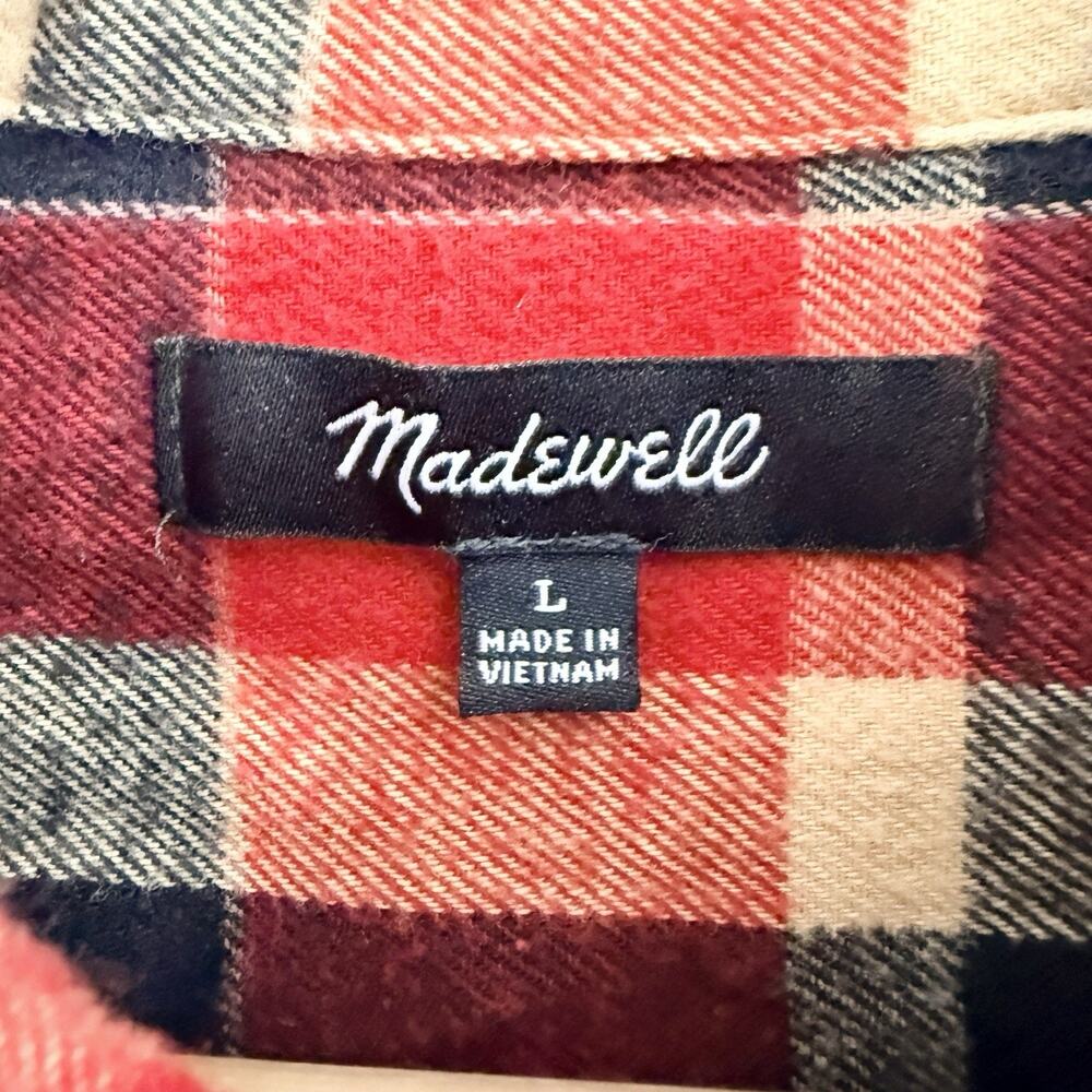 Madewell Flannel Westlake Shirt in Newfield Plaid red size large R4556 - Picture 4 of 6